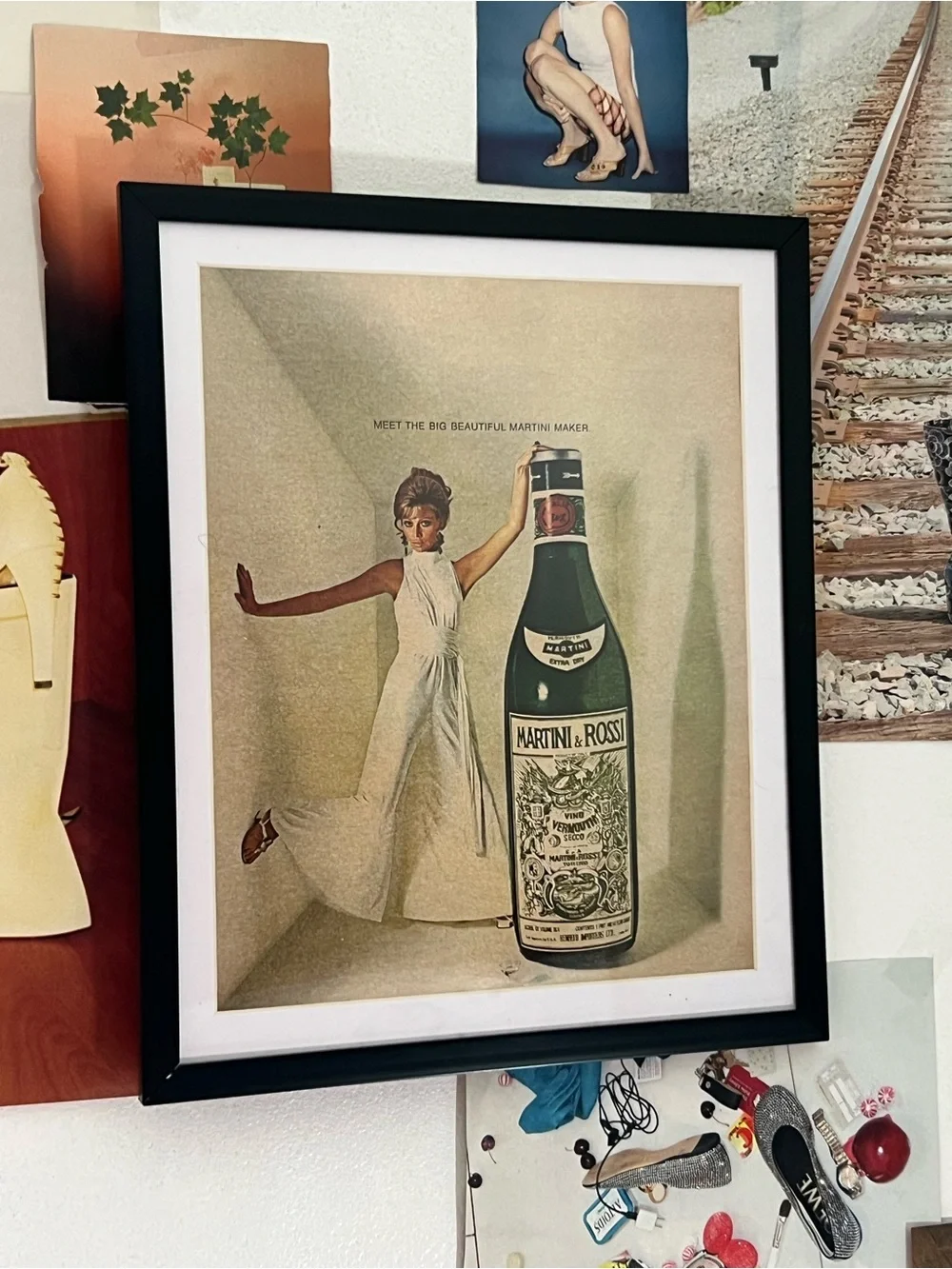 Vintage Martini & Rossi Advertisement Framed Art Ad Bar Decor Memorabilia